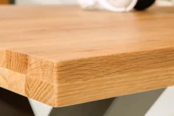 Massivholz Esstisch THOR 200cm natur Wildeiche geölt graues X-Gestell Metall Industrial Design