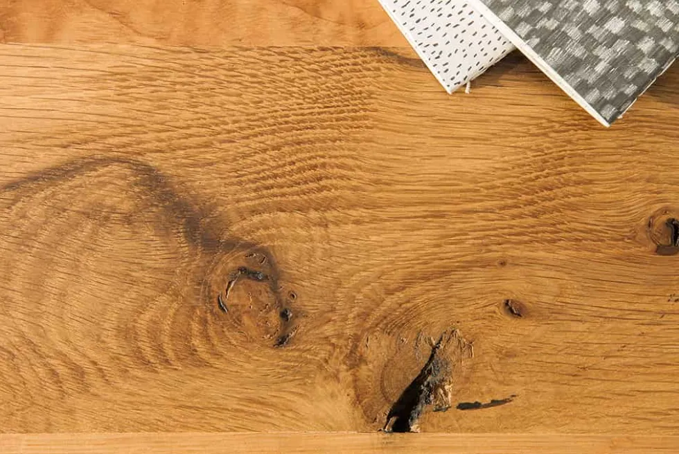 Massivholz Esstisch THOR 200cm natur Wildeiche geölt graues X-Gestell Metall Industrial Design