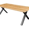 Massivholz Esstisch WILD OAK 160cm natur Wildeiche Schweizer Kante X-Gestell