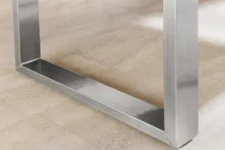 Massivholz Esstisch WILD OAK 160cm natur Wildeiche Schweizer Kante Edelstahl U-Gestell