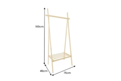 Massivholz Garderobe ZEN-BO 160cm natur Bambus Kleiderstange mit Ablage