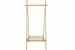 Massivholz Garderobe ZEN-BO 160cm natur Bambus Kleiderstange mit Ablage