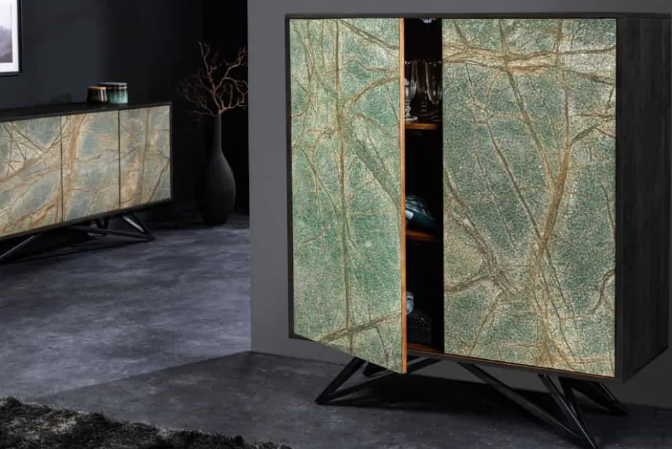 Massivholz Highboard MOUNTAIN SOUL 120cm echter Naturstein Akazie Schrank