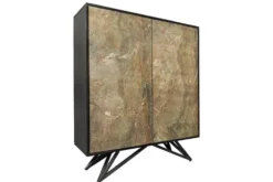 Massivholz Highboard MOUNTAIN SOUL 120cm grau grün marmoriert Steinfurnier Akazie