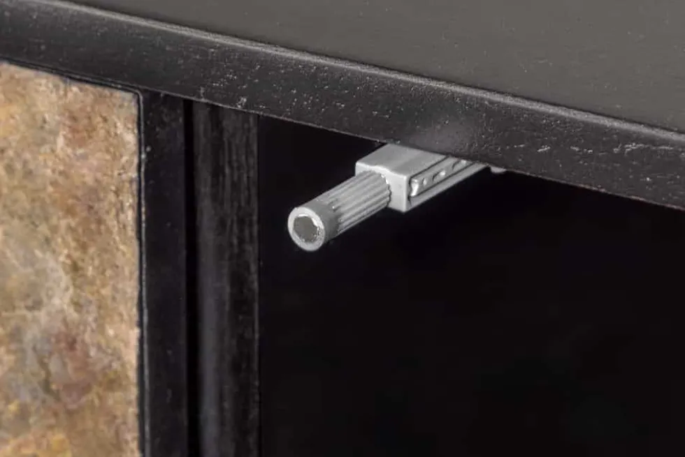 Massivholz Highboard MOUNTAIN SOUL 120cm grau grün marmoriert Steinfurnier Akazie