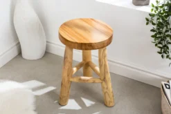 Massivholz Hocker BALI 45cm natur rund Teakholz Beistelltisch Sitzhocker Nachttisch