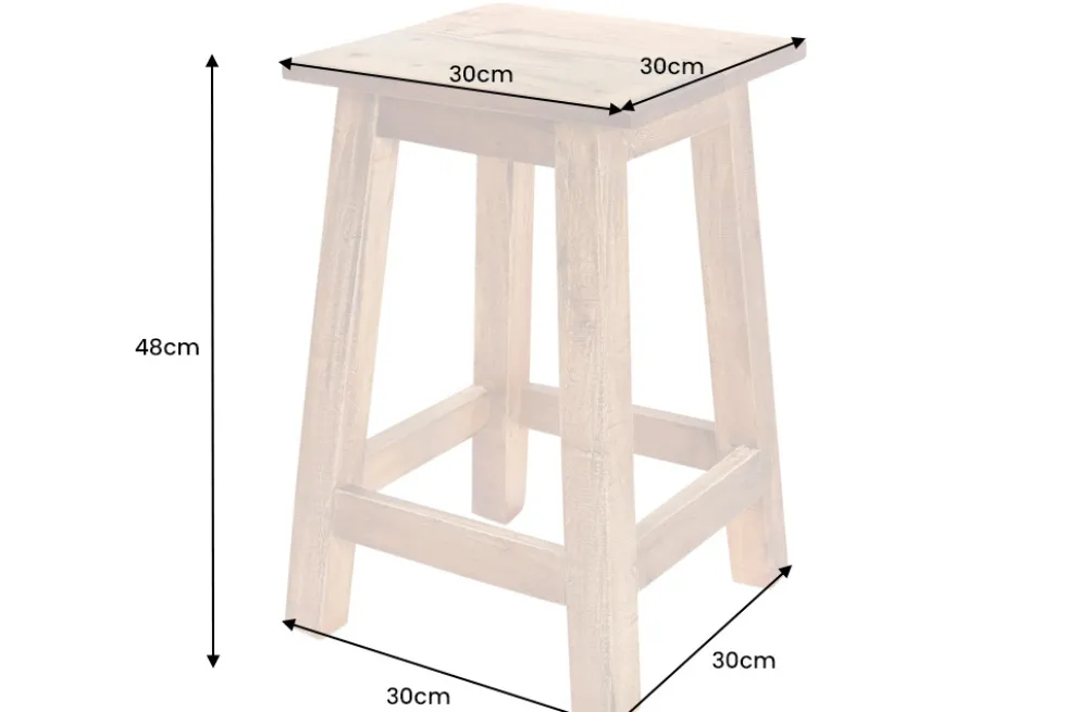 Massivholz Hocker JAKARTA 50cm recycelt Beistelltisch Sitzhocker