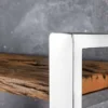 Massivholz Regal BARRACUDA 185cm braun Teakholz silber Edelstahl verchromt Bücherregal