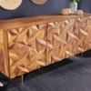 Massivholz Sideboard ALPINE 145cm braun Sheesham stone finish Metall matt gold