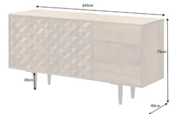 Massivholz Sideboard ALPINE 145cm Akazie honey finish Kommode mit Schubladen Retro Design