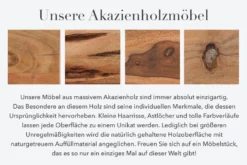 Massivholz Sideboard AMAZONAS 150cm Akazie natur Metall schwarz Baumkante
