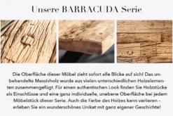 Massivholz Sideboard BARRACUDA 160cm Teak antik Kommode mit Schubladen Stahl Kufenfüßen