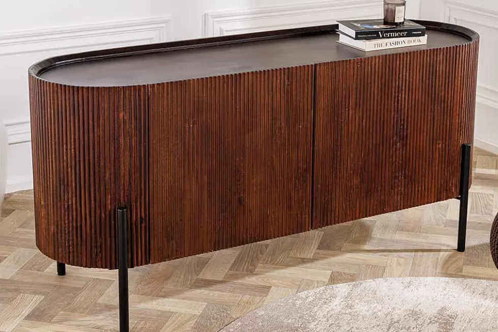 Massivholz Sideboard GATSBY 150cm dunkelbraun Mango Retro Design