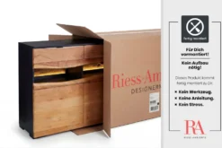 Massivholz Sideboard GRAND ACACIA 180cm braun Akazie mit LED-Beleuchtung Baumkante