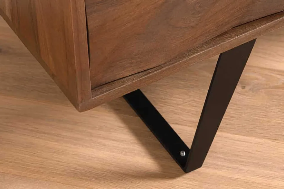 Massivholz Sideboard HURRICANE 175cm braun Akazie 3D-Design