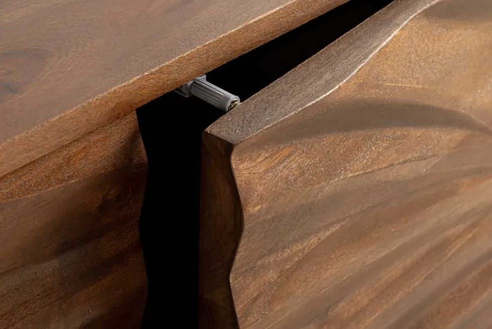 Massivholz Sideboard HURRICANE 175cm braun Akazie 3D-Design