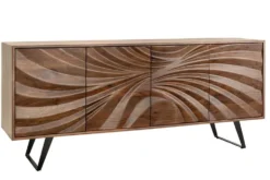 Massivholz Sideboard HURRICANE 175cm braun Akazie 3D-Design