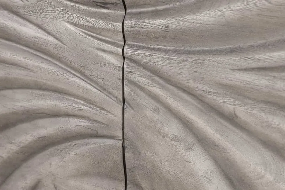 Massivholz Sideboard HURRICANE 175cm grau Akazie 3D-Design