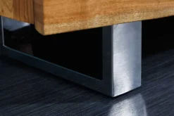 Massivholz Sideboard MAMMUT 135cm Akazie Kommode mit Schubladen Baumkante Edelstahl