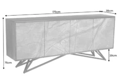Massivholz Sideboard MOUNTAIN SOUL 175cm echter Naturstein schwarz Akazie Anrichte