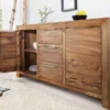 Massivholz Sideboard PURE 135cm braun Sheesham stone finish Kommode mit Schubladen