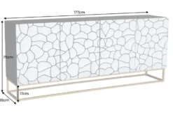 Massivholz Sideboard VULCANO 180cm braun Mangoholz mit 3D Schnitzereien handmade Metallgestell schwarz