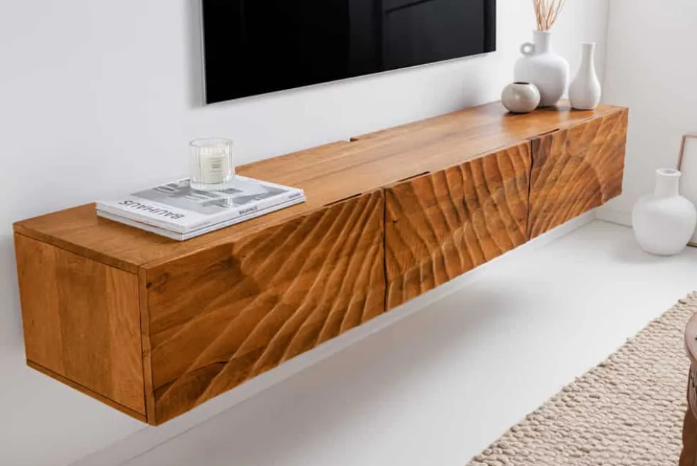 Massivholz TV-Bank SCORPION 160cm braun Mango Lowboard Hängeschrank