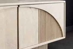 Massivholz TV-Lowboard ART DECO 200cm weiß gekälkt Mangoholz 3D-Front