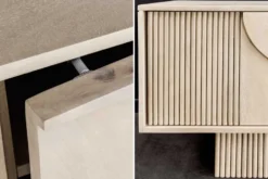 Massivholz TV-Lowboard ART DECO 200cm weiß gekälkt Mangoholz 3D-Front