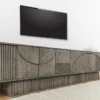 Massivholz TV-Lowboard ART DECO 200cm grau smoked Mangoholz 3D-Front