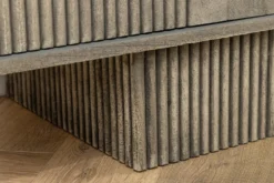 Massivholz TV-Lowboard ART DECO 200cm grau smoked Mangoholz 3D-Front