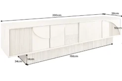 Massivholz TV-Lowboard ART DECO 200cm braun smoked Mangoholz 3D-Front