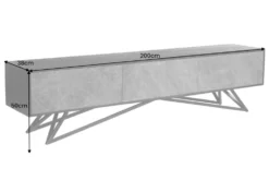 Massivholz TV Lowboard MOUNTAIN SOUL 200cm echter Naturstein Akazie schwarz hängend / stehend