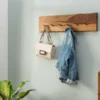 Massivholz Wandgarderobe MAMMUT 80cm braun Sheesham stone finish 6 Kleiderhaken