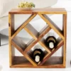 Massivholz Weinregal CUBUS 40cm braun Sheesham stone finish Beistelltisch handmade