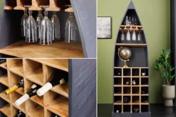 Massivholz Weinregal SEVEN SEAS 180cm anthrazit natur Mango Flaschenregal