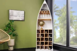 Massivholz Weinregal SEVEN SEAS 180cm weiß natur Mango Flaschenregal