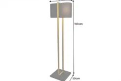 Minimalistische Stehlampe COLLEEN 160cm gold schwarz Stoffschirm mit Metallfuß