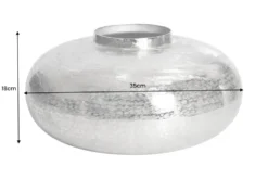 Moderne Deko Vase ABSTRACT ORIENT 35cm silber rund Metall Hammerschlag-Design