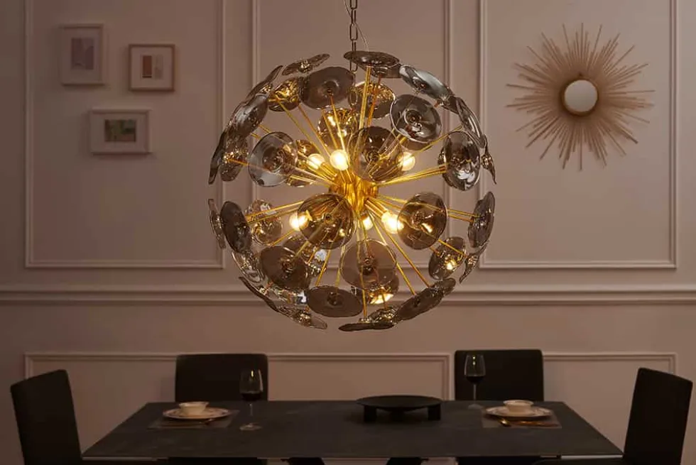 Moderne Design Hängeleuchte INFINITY HOME 65cm Glas gold Pendelleuchte