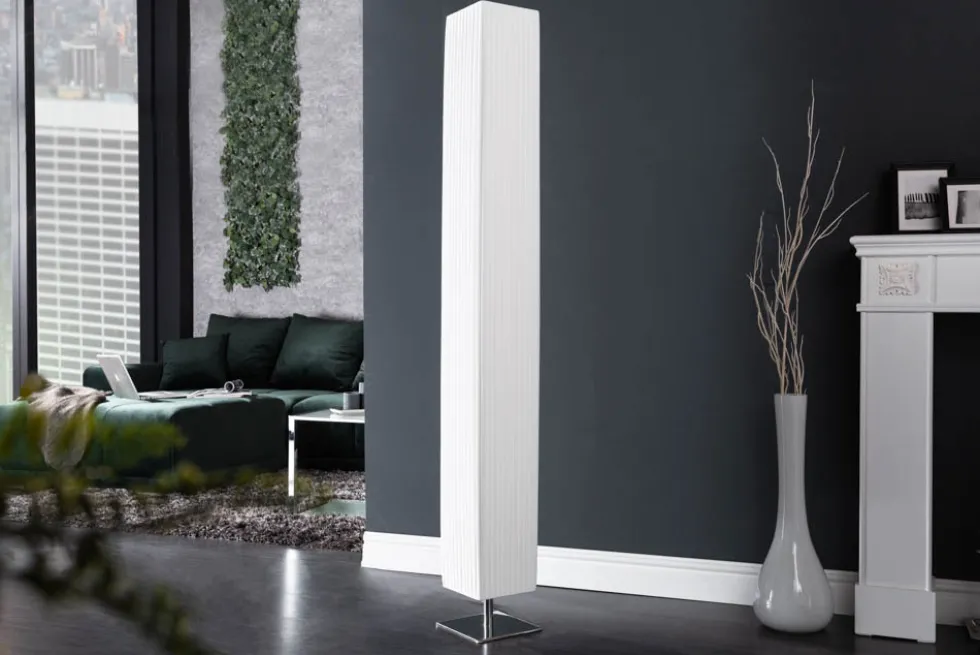Moderne Design Stehlampe PARIS 160cm weiß Plissee Schirm Stehleuchte