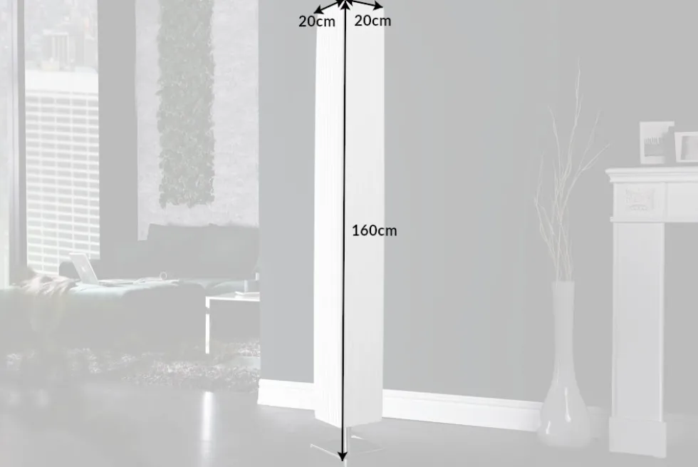 Moderne Design Stehlampe PARIS 160cm weiß Plissee Schirm Stehleuchte