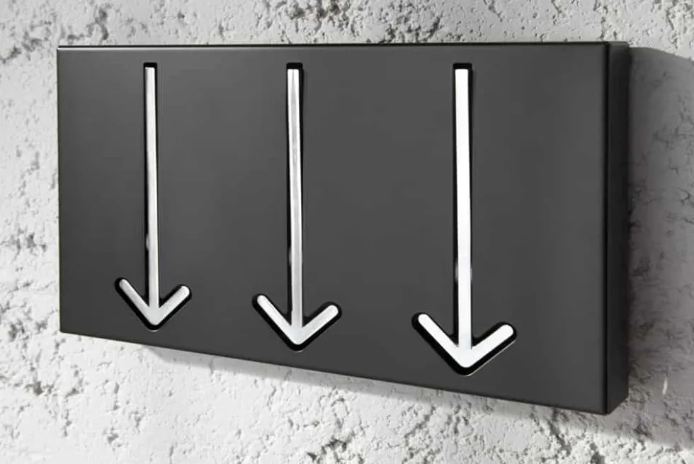 Moderne Design Wandgarderobe ARROW 30cm schwarz mit 3 Haken