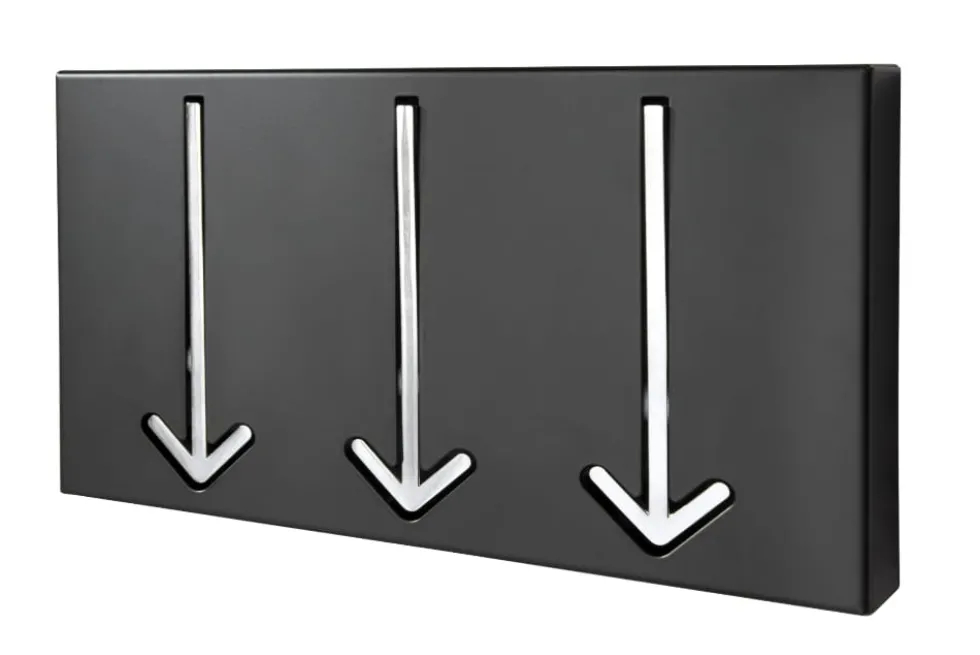 Moderne Design Wandgarderobe ARROW 30cm schwarz mit 3 Haken