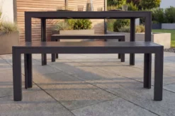 Moderne Gartenbank DESIGNO 130cm anthrazit schwarz Aluminium wetterfest Outdoor Sitzbank