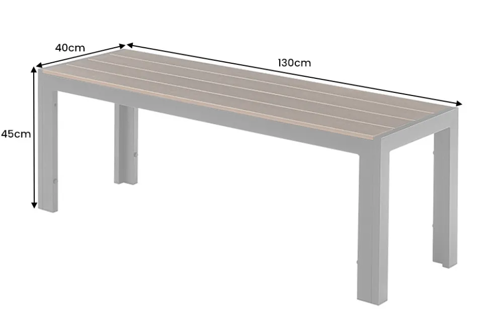 Moderne Gartenbank DESIGNO 130cm dunkelbraun schwarz Aluminium wetterfest Outdoor Sitzbank
