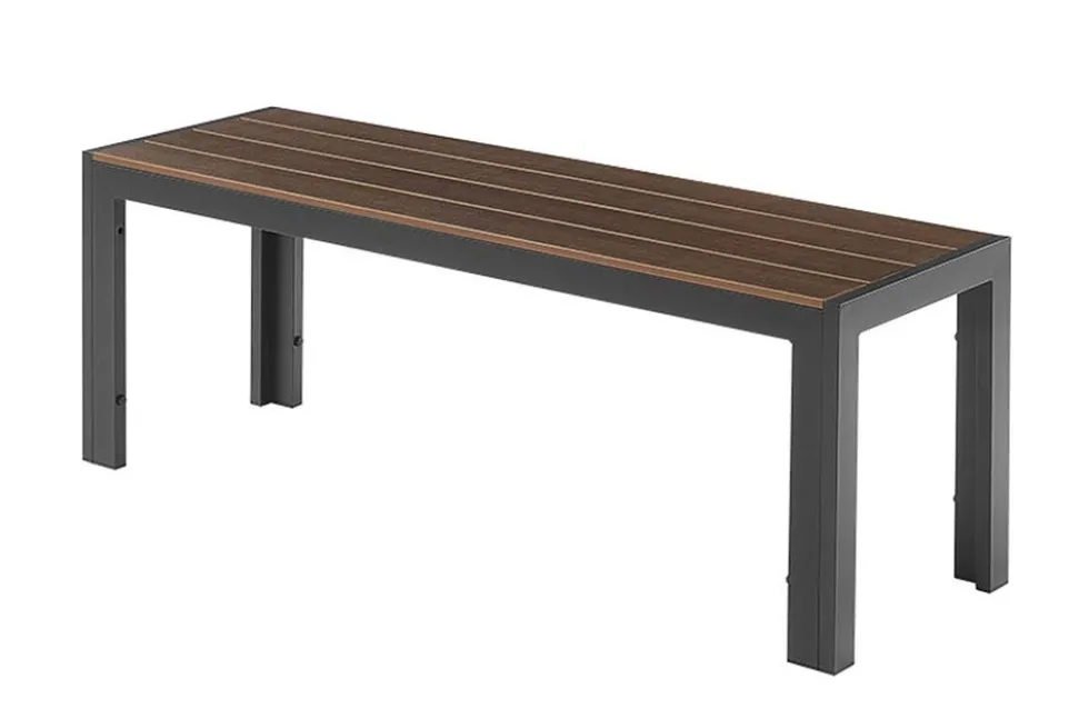 Moderne Gartenbank DESIGNO 130cm dunkelbraun schwarz Aluminium wetterfest Outdoor Sitzbank