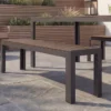 Moderne Gartenbank DESIGNO 180cm dunkelbraun schwarz Aluminium wetterfest Outdoor Sitzbank