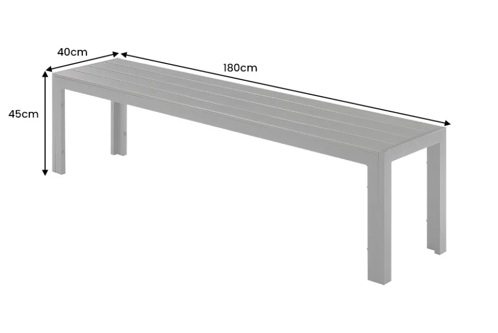 Moderne Gartenbank DESIGNO 180cm anthrazit schwarz Aluminium wetterfest Outdoor Sitzbank