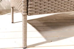 Moderne Gartenbank PORTOFINO 140cm natur beige Polyrattan Sitzbank mit Tisch wetterfest